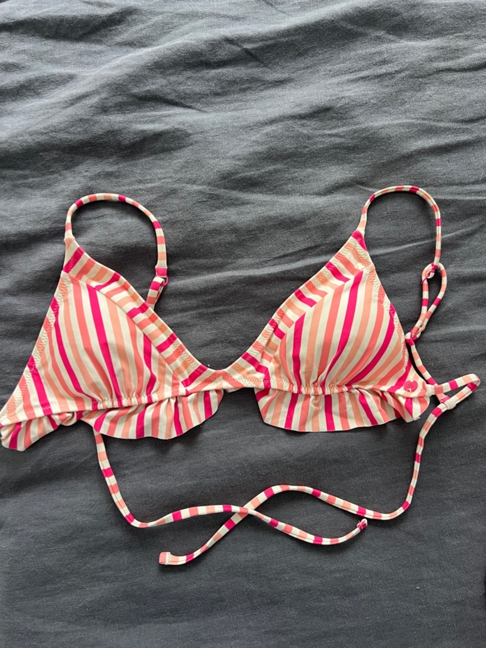 Scotch & Soda Pink & Cream Striped Ruffle Bikini Top